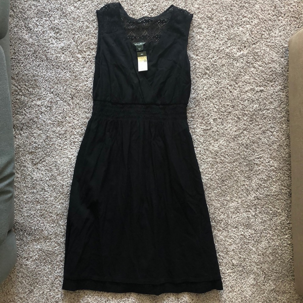 Eddie Bauer black cotton dress with lace